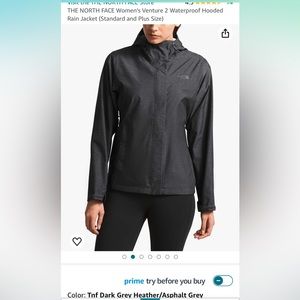 North Face Venture 2 Rain Jacket XS VGUC Dark Grey Heather/Asphalt Grey